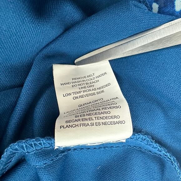 City Studio Womens Dot Print Tiered Cinched Blue Sleeveless Dress Small NO BELT - Picture 10 of 11